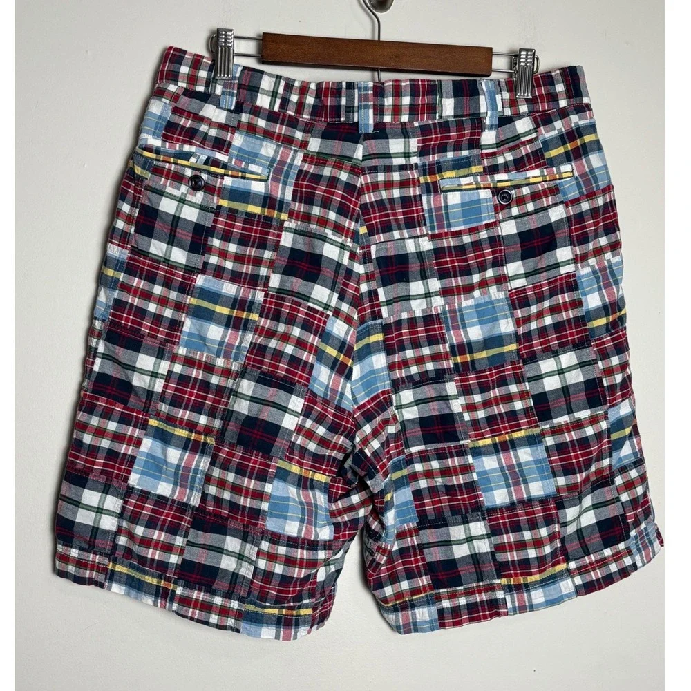 Jos. A. Bank Mens Patchwork Madras Plaid Shorts 36 Multi-Color Cotton Preppy